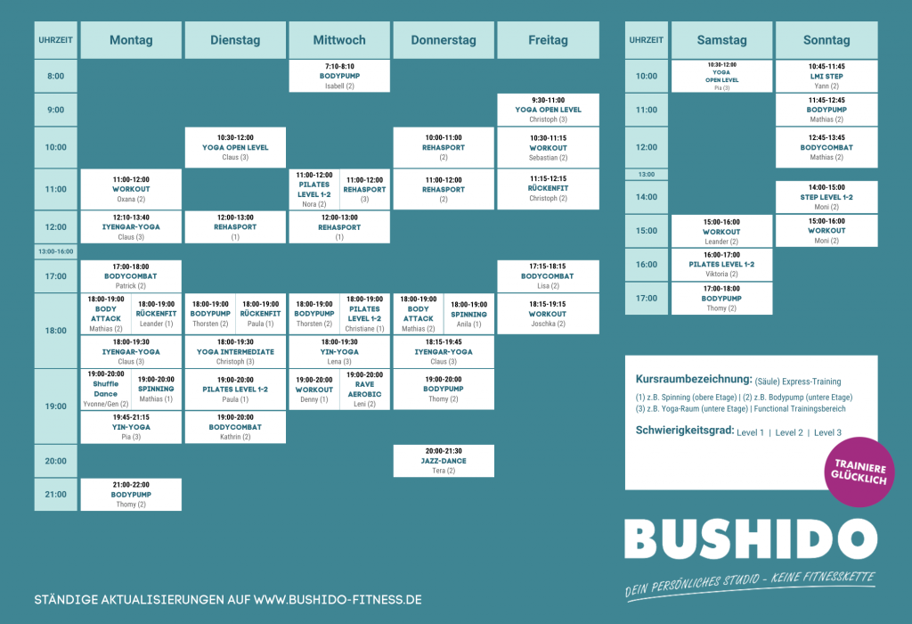 Kursplan ab November 2025